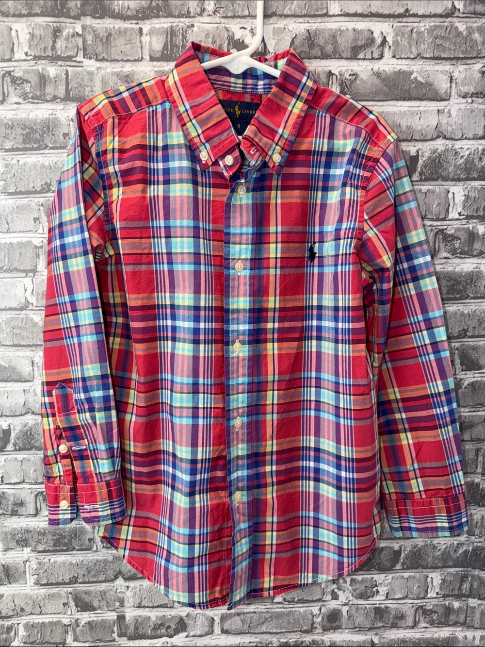 Ralph Lauren Red Multicolor Plaid Button-Down Shirt
